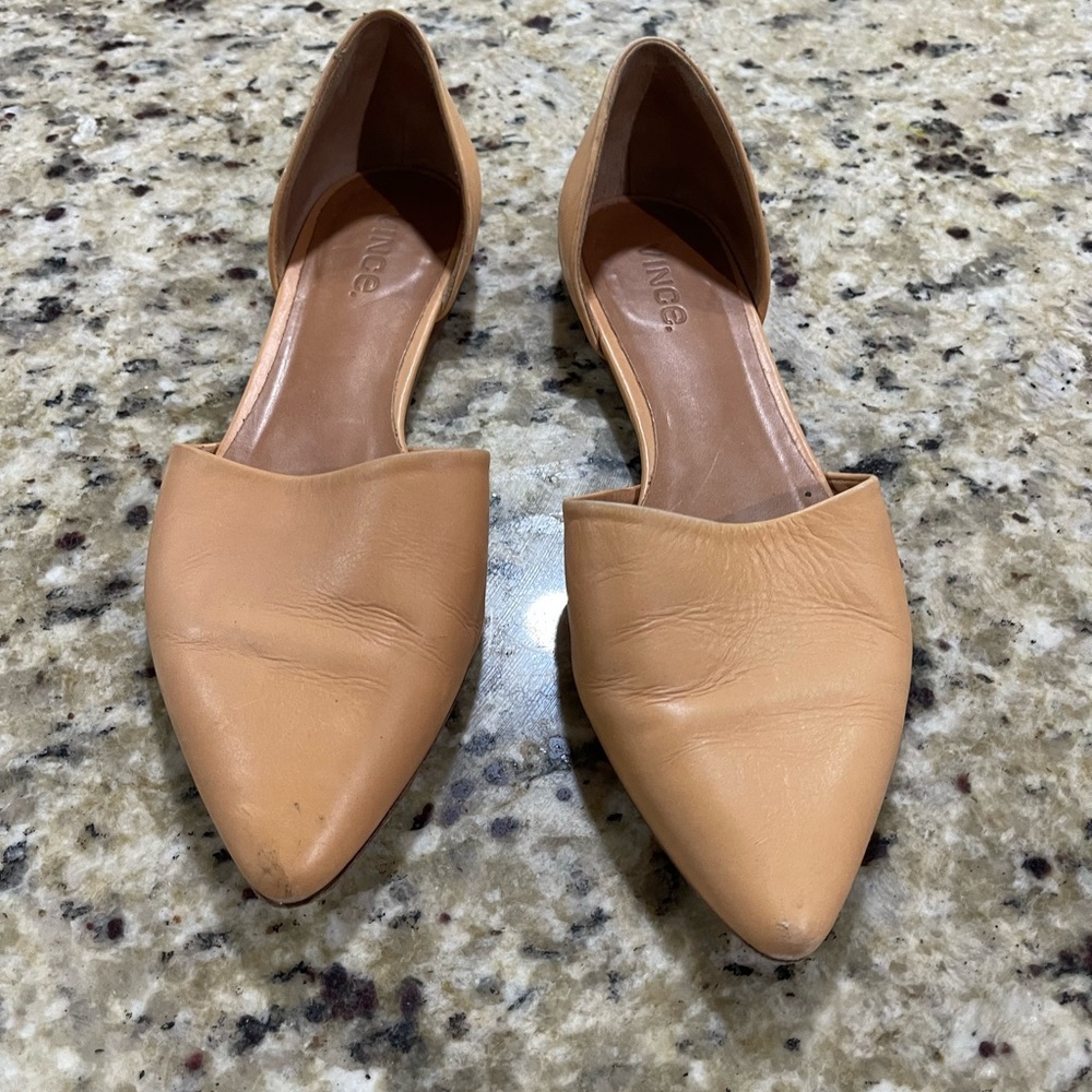 Vince Tan Pointed-Toe Flats